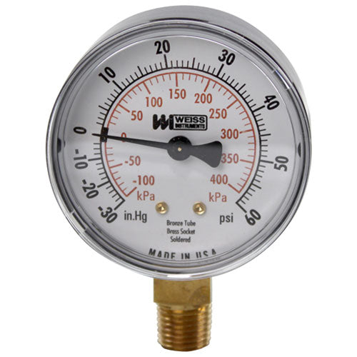 Picture of Compound Gauge 2-1/2, 30Vac-60Psi for Groen Part# 001549